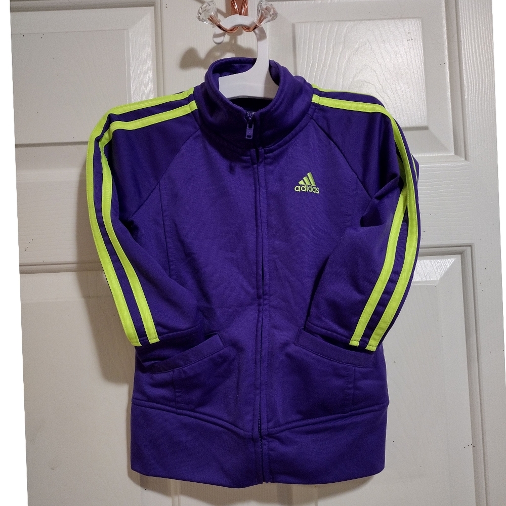 Adidas Purple/Neon Green Track Jacket Toddler 3T